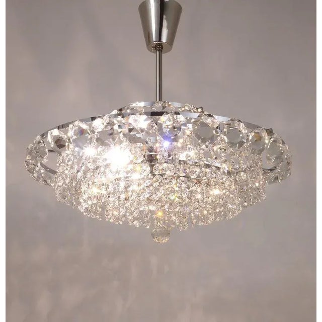 Chandelier with Diamond-Shaped Crystals from Bakalowits & Söhne, Austria, 1950s For Sale - Image 3 of 11