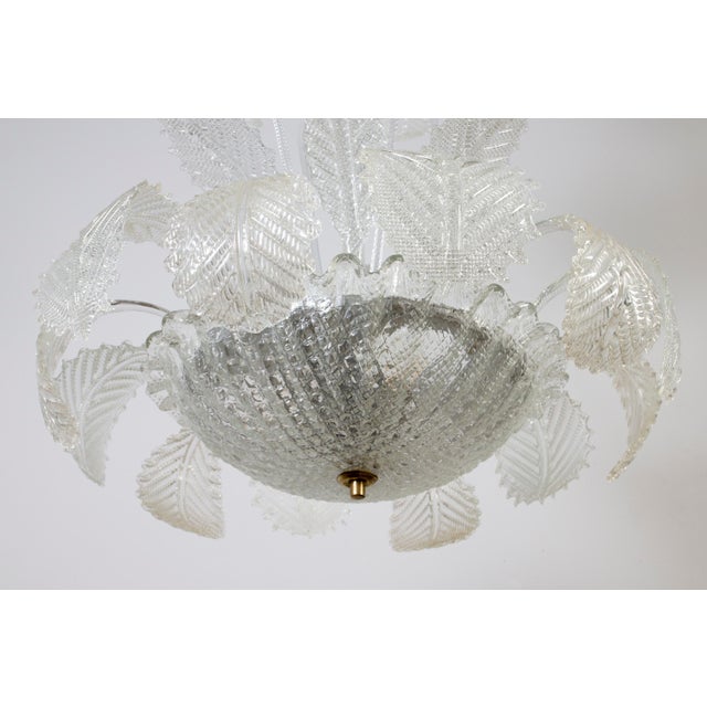 Glass Art Deco Ninfea Murano Glass Chandelier attributed to Barovier Italy, 1940 For Sale - Image 7 of 12