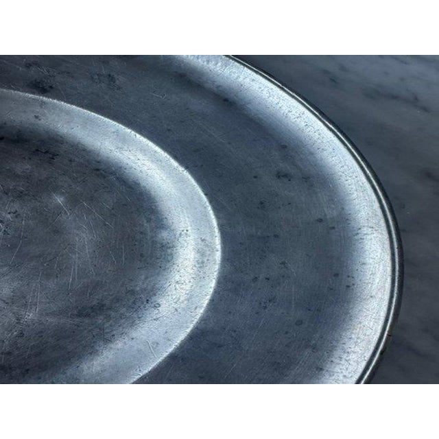 Rustic European Antique 18th C. European Pewter Charger With Zig-Zag Wiggle Work Initials - Pewter For Sale - Image 3 of 11