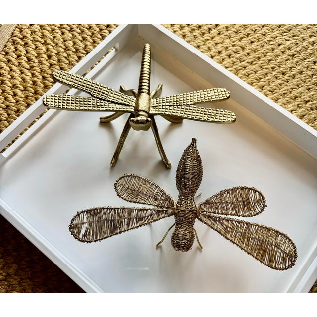Gold Dragonfly Figurine, Pair For Sale - Image 4 of 4