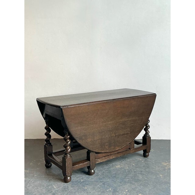 Coffee Vintage Barley Twist Gate Leg Table For Sale - Image 8 of 13