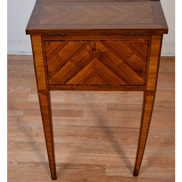 1890 Antique French Louis XVI Satinwood & Walnut Inlaid Makeup Vanity Ladies Desk For Sale - Image 17 of 17