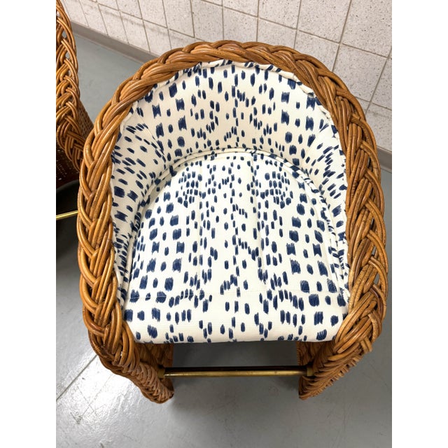 Braided Rattan Les Touches Counter Stools For Sale - Image 4 of 9