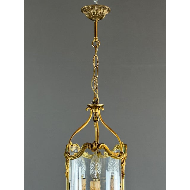 Metal Louis XV Style Cylindrical Lantern in Gilt Bronze, 20th Century For Sale - Image 7 of 8