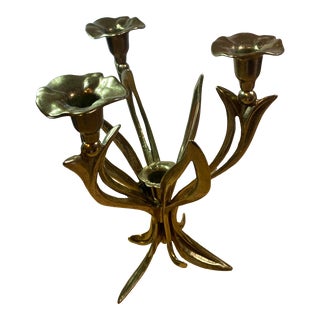 Vintage Brass Candlelabra Art Nouveau French For Sale