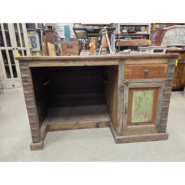 1970s Anglo-Indian Reclaimed Wood Desk For Sale - Image 11 of 15