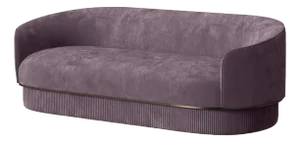 Modern Gentle Sofa in Purple Velvet and Bronze Metal by Javier Gomez