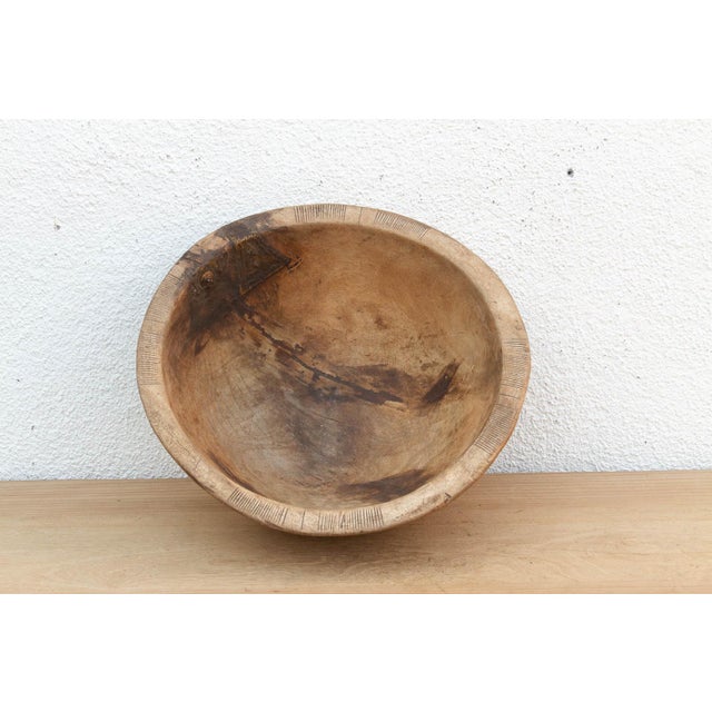 Taupe Antique African Bowl With Metal Handle For Sale - Image 8 of 11