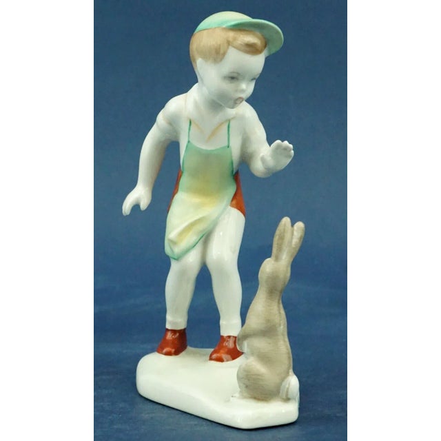 20th Century Porcelain Sculptures of 4 Children from Hollohàza Manufactory, Aquincum, Hungary, Mid-1950s, Set of 4 For Sale - Image 10 of 18
