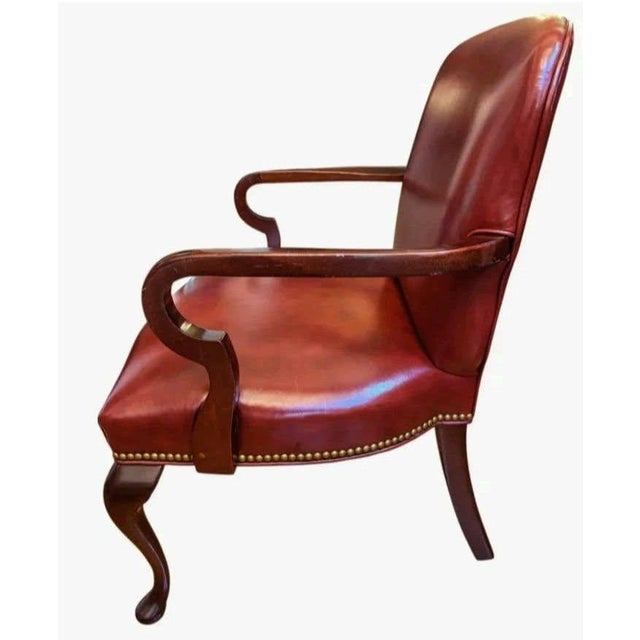 The Ultimate Statement of Traditional Elegance: The Leathercraft Open Armchair & Tufted Ottoman Set For Sale - Image 9 of 12