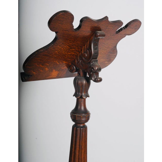 Wood 19th-Century Continental Carved Oak Adjustable Music Stand With Griffin Base For Sale - Image 7 of 7
