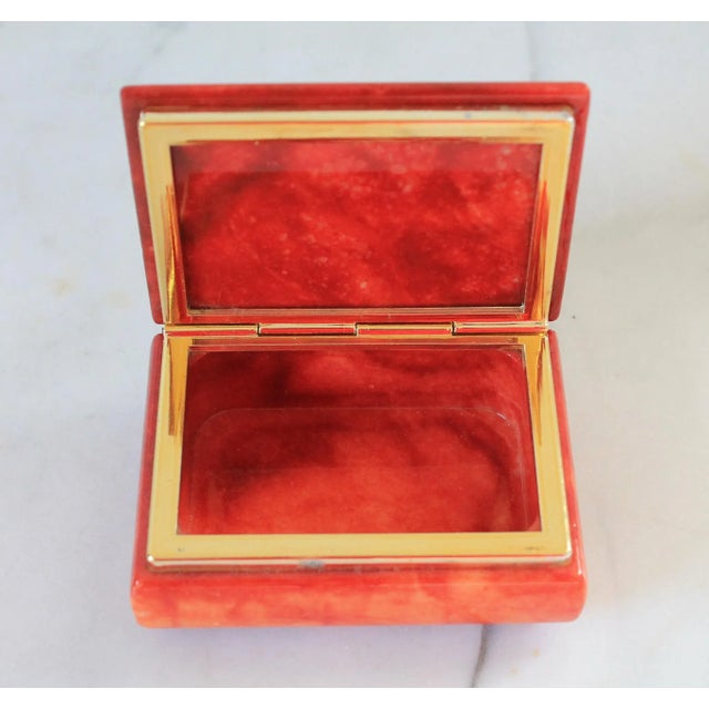 Hollywood Regency Italian Hand Painted Coral Alabaster Trinket Box For Sale - Image 3 of 10