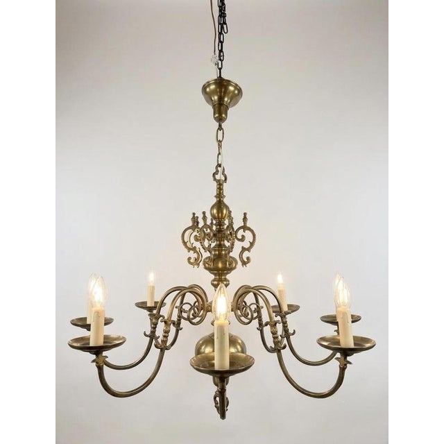 Antique Flemish Brass 8-Branch Chandelier For Sale - Image 6 of 6