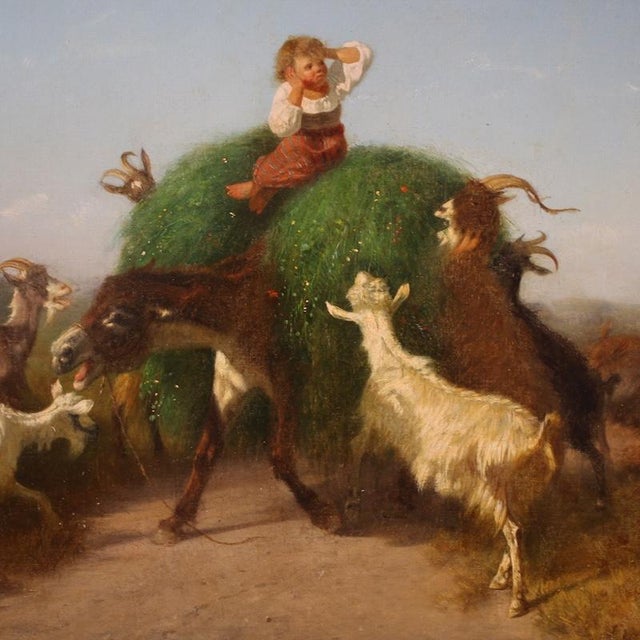 Filippo Palizzi, Pastoral Genre Scene Painting, the Defense of the Grass, 1880, Oil on Canvas For Sale - Image 12 of 16