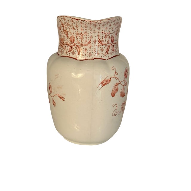 Late 19th Century French Terre De Fer Red Floral Transferware Pitcher For Sale In West Palm - Image 6 of 7