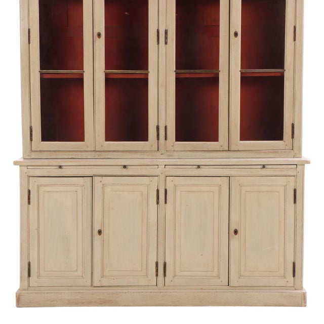 Late 19th Century 19th Century French Painted Two-Piece Bookcase Cabinet For Sale - Image 5 of 9