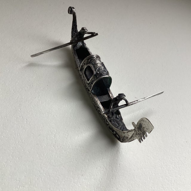 Antique Silver Venetian Miniature Gondola Figurine For Sale - Image 6 of 6