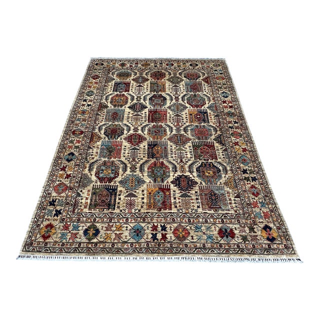 Hand-Knotted Afghan Kazak Wool Area Rug - 9'0" X 11'10 For Sale