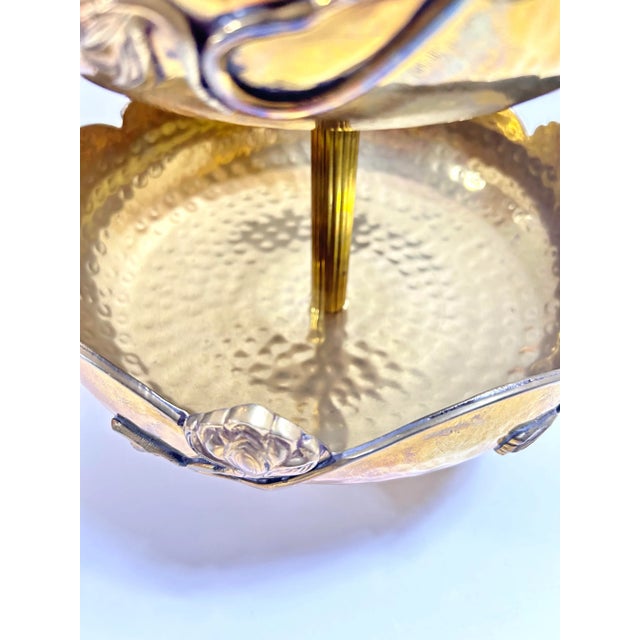Brass Vintage Art Nouveau Brass 3-Tiered Serving Piece For Sale - Image 8 of 11