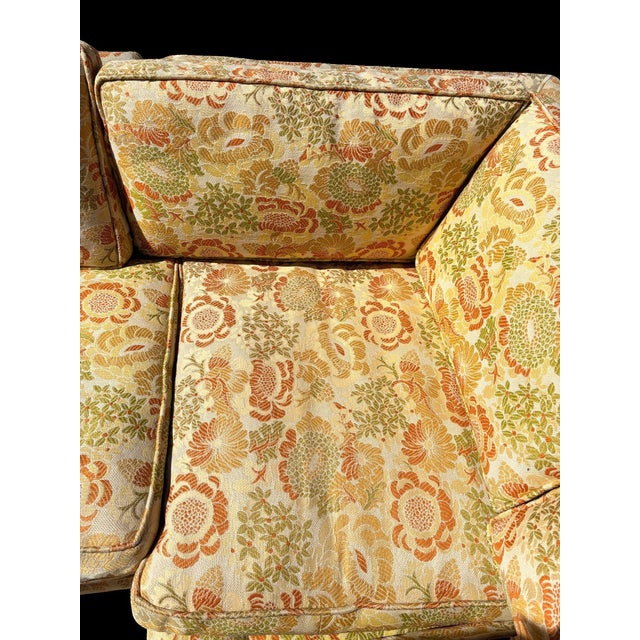 Mid-Century Chrysanthemum Floral Embroidered Parsons Sectional Sofa W/ Daybed For Sale - Image 12 of 14