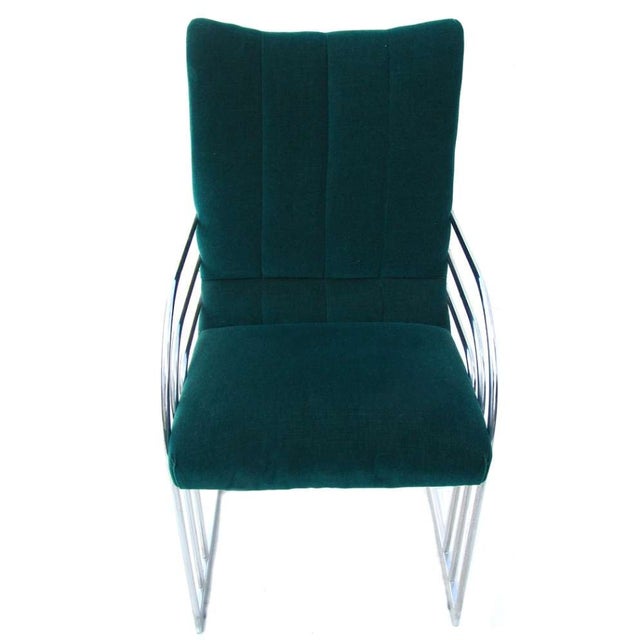 Set of six (6) mid-century modern dining chairs in the style of Milo Baughman, made by Samton Inc. in Canada in the 1970s....