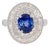 3.20 Carat Blue Sapphire Diamond Cluster Ring in 18k Gold, Size 7.5 For Sale