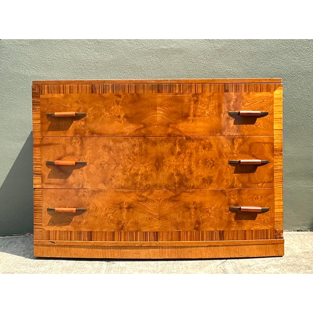 Early 20th Century Vintage Deco Burl Wood Chest of Drawers For Sale - Image 5 of 12