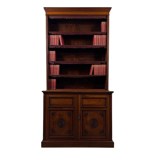 Antique Tall Mahogany Open Bookcase For Sale