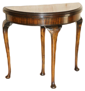 Hardwood Console Games Demi Lune Card Table, 1880s