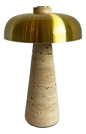 Porcini Travertine Brass Table Lamp