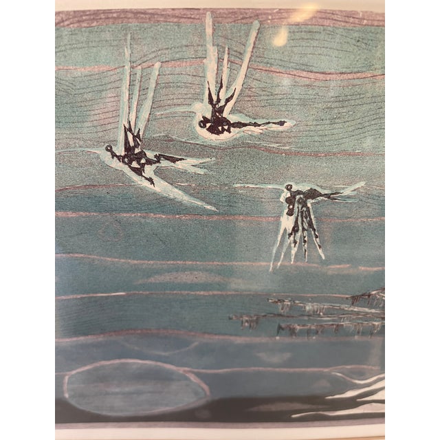 Blue Mid-Century Modern Nautical Silkscreen Print, Signed and Numbered, Circa 1950s - Edition 3/100 For Sale - Image 8 of 10