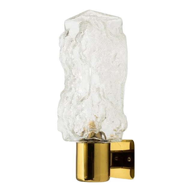 Kalmar Murano Glass and Brass Metal Sconce With Brutalist Design, C. 1960's For Sale