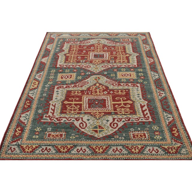 Rug & Kilim’s Modern Kazak Style Rug With Geometric Patterns and Medallions For Sale In New York - Image 6 of 7