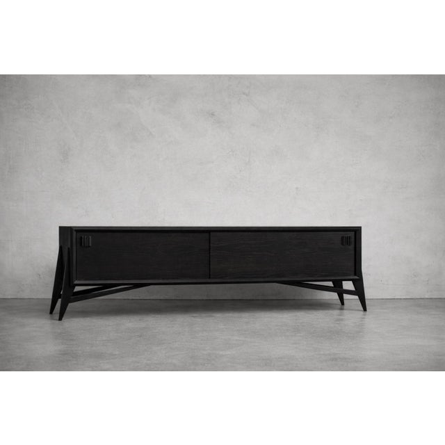Mid-Century Scandinavian Modern Dark Oak Sideboard with Wooden Handles, 1960s For Sale - Image 17 of 18