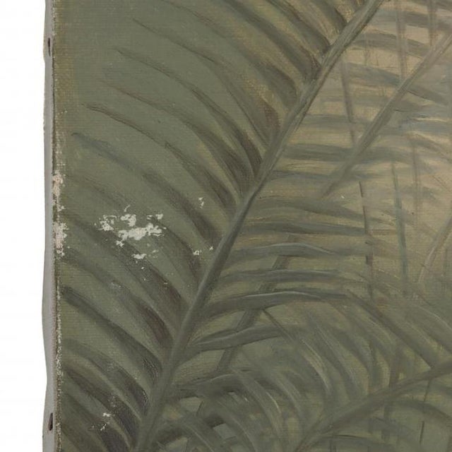 Textile Antique Triptych of Flamingos In Tropical Landscape For Sale - Image 7 of 11