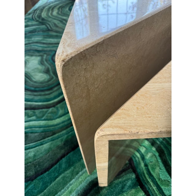 Italian 1970s Modern Travertine Coffee Table, 2 Pieces, Seal For Sale In Los Angeles - Image 6 of 8