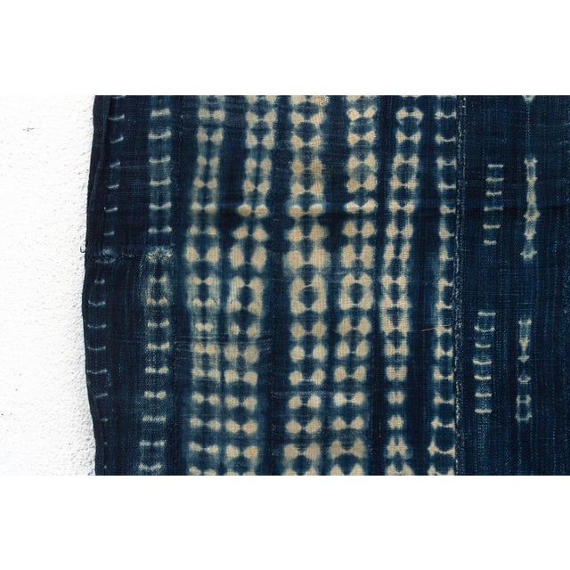 African Vintage African Moss "Chevron Valley" Indigo Throw For Sale - Image 3 of 6