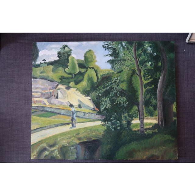 1950s Vintage Oil on Canvas Painting - 20th Century 24" X 20" For Sale - Image 5 of 9