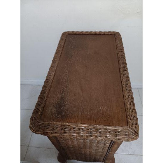 Coastal Wicker Rattan Chest or Nightstand Three Drawer Dark Tone For Sale - Image 3 of 6