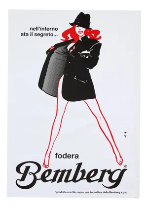 Original Vintage Nell'Interno Sta Il Segreto Fodera Bemberg Offset Poster by René Gruau, 1970s