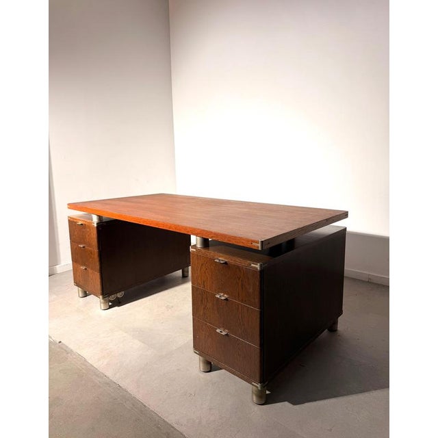Impressive vintage executive desk by German furniture manufacturer Behr, model 5005 , dating from the 1970s. Part of...