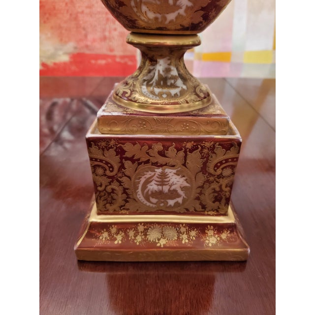 Art Nouveau Antique Royal Vienna Gold Painted Palace Urn Girl Portrait For Sale - Image 3 of 12