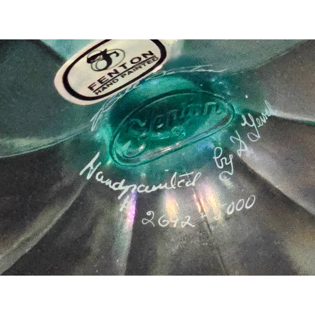 Glass Hand-Painted Fenton Glass Basket – Signed & Numbered Limited Edition For Sale - Image 7 of 8