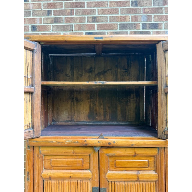 Wood Early 18th Century Chinese Bamboo Kitchen Cabinet Qing Dynasty For Sale - Image 7 of 12