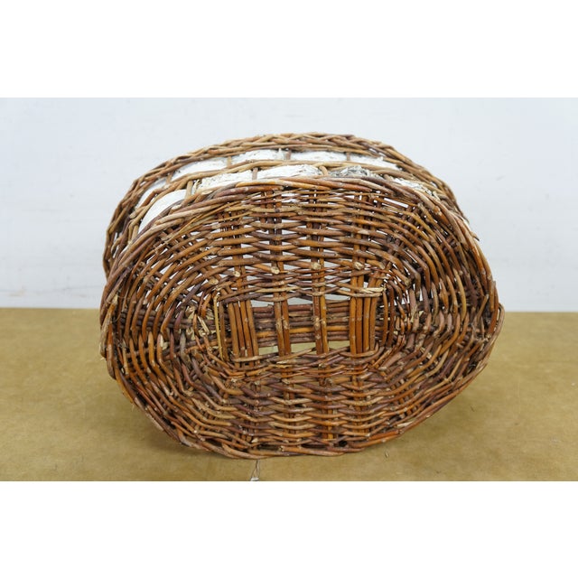 Brown Vintage Woven Bark Country Farmhouse Harvest Gathering Basket 18" For Sale - Image 8 of 11