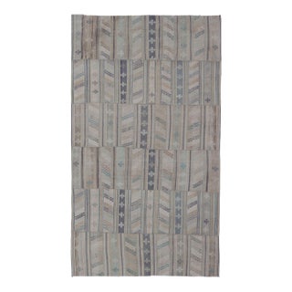 Vintage Hand Woven Turkish Paneled Kilim Vintage Rug in Muted Colors For Sale