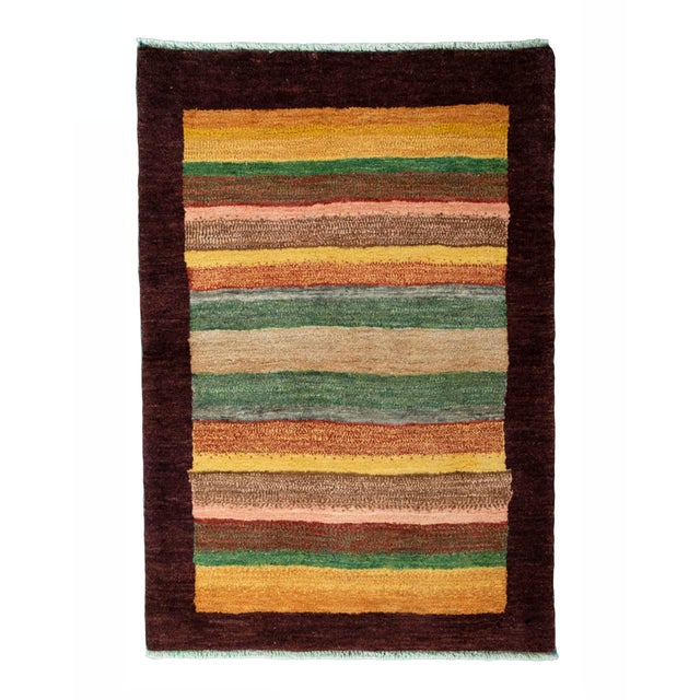 Hand-Knotted Gabbeh Rug with Stripes For Sale - Image 10 of 10