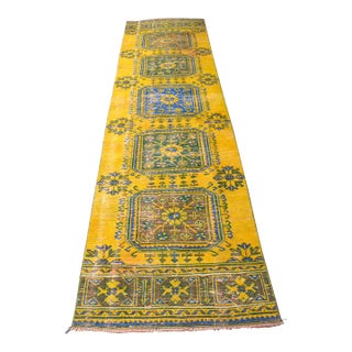 1960s Modern Design Yellow Vintage Corridor Rug For Sale