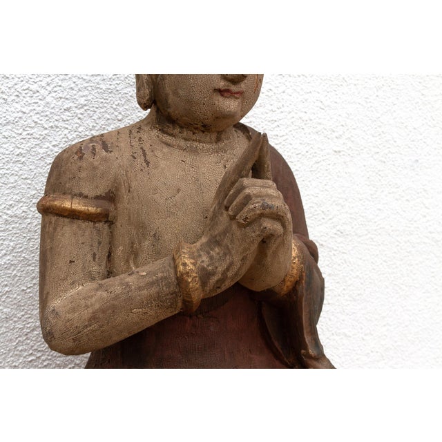 Antique Finely Carved Seated Buddha For Sale In Los Angeles - Image 6 of 12
