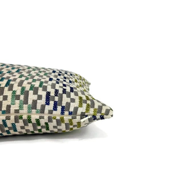 Transform your space with the Jane Churchill IGGY in Blue and Green pillow cover. Featuring a refined geometric pattern in...